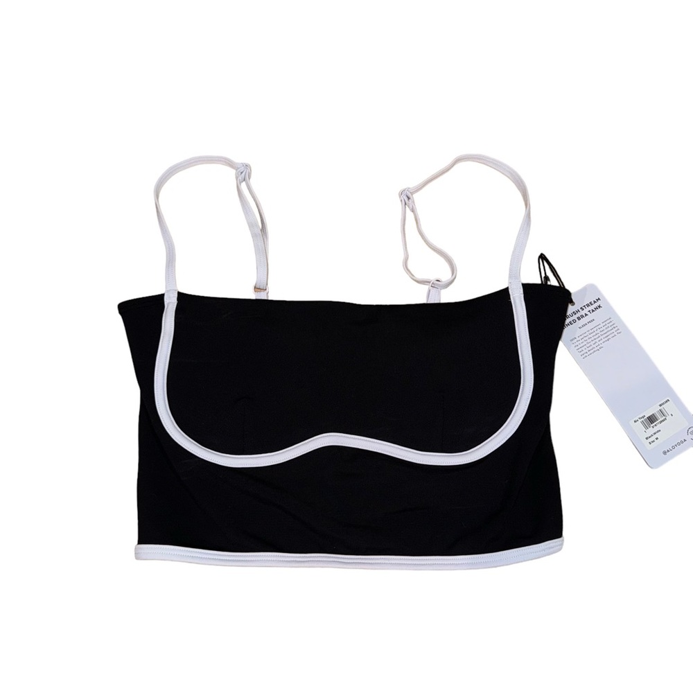 NWT ALO Yoga Airbrush Streamlined Bra Tank Black White Size Medium
